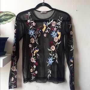 European Line Zara Embroidered Sheer Top